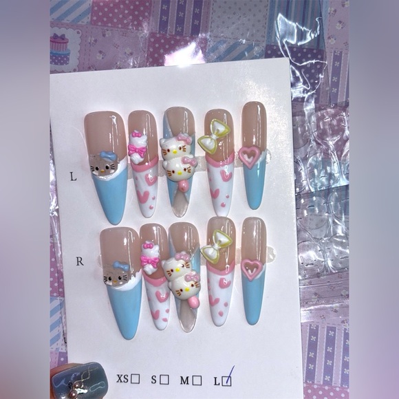 Handmade Accessories - Long Kawaii press-on nails sz L
